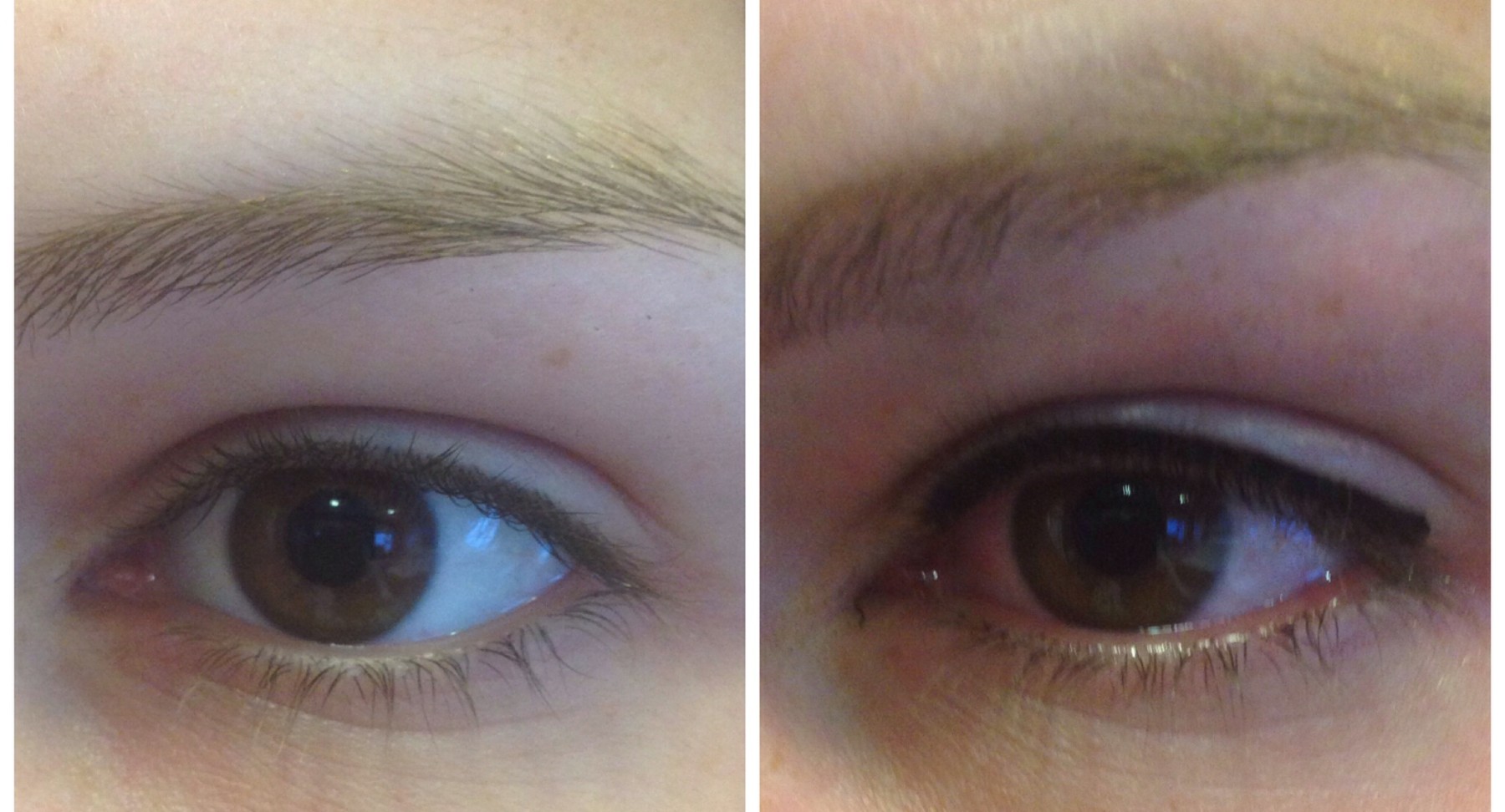 Permanente make-up wenkbrauwen en ogen voor en na, resultaat 6