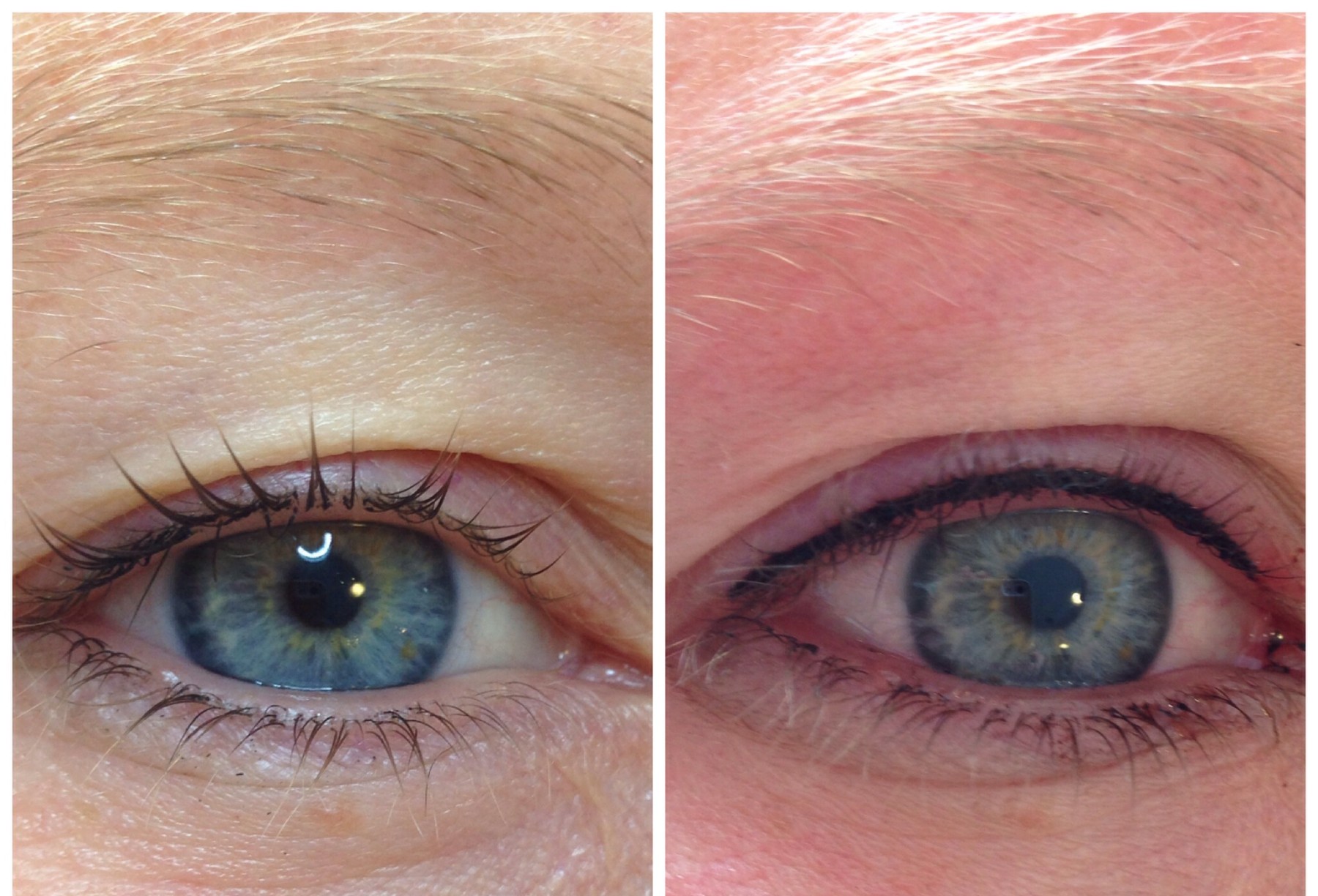 Permanente make-up wenkbrauwen en ogen voor en na, resultaat 7