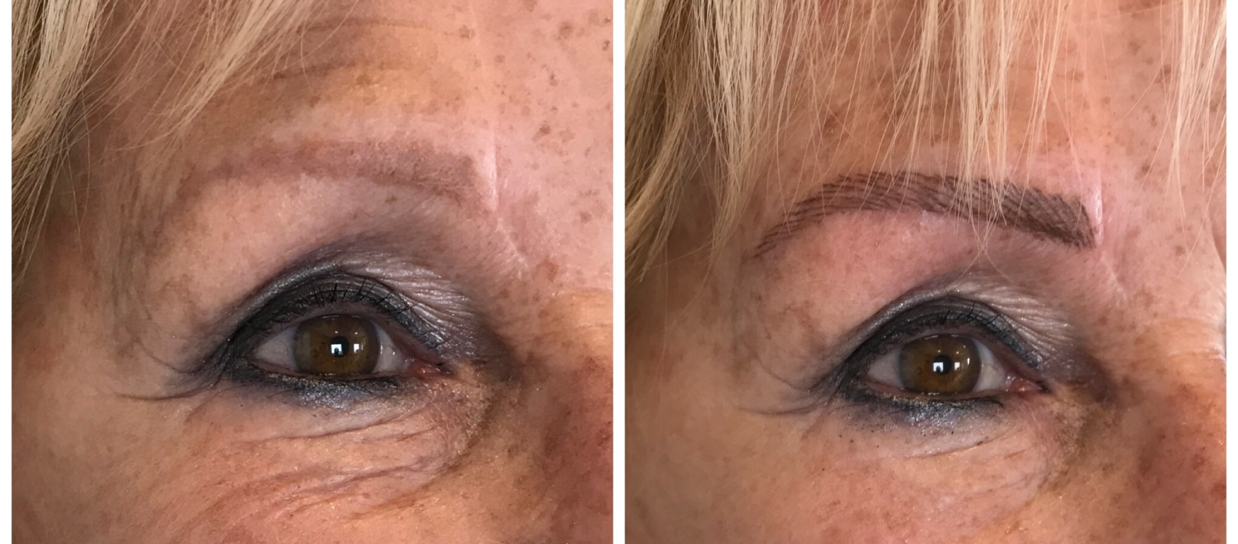 Permanente make-up wenkbrauwen en ogen voor en na, resultaat 8